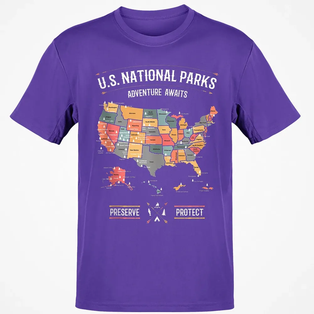 US National Parks Map Preserve Protect - Hiking Camping Classic Unisex T-Shirt - 10