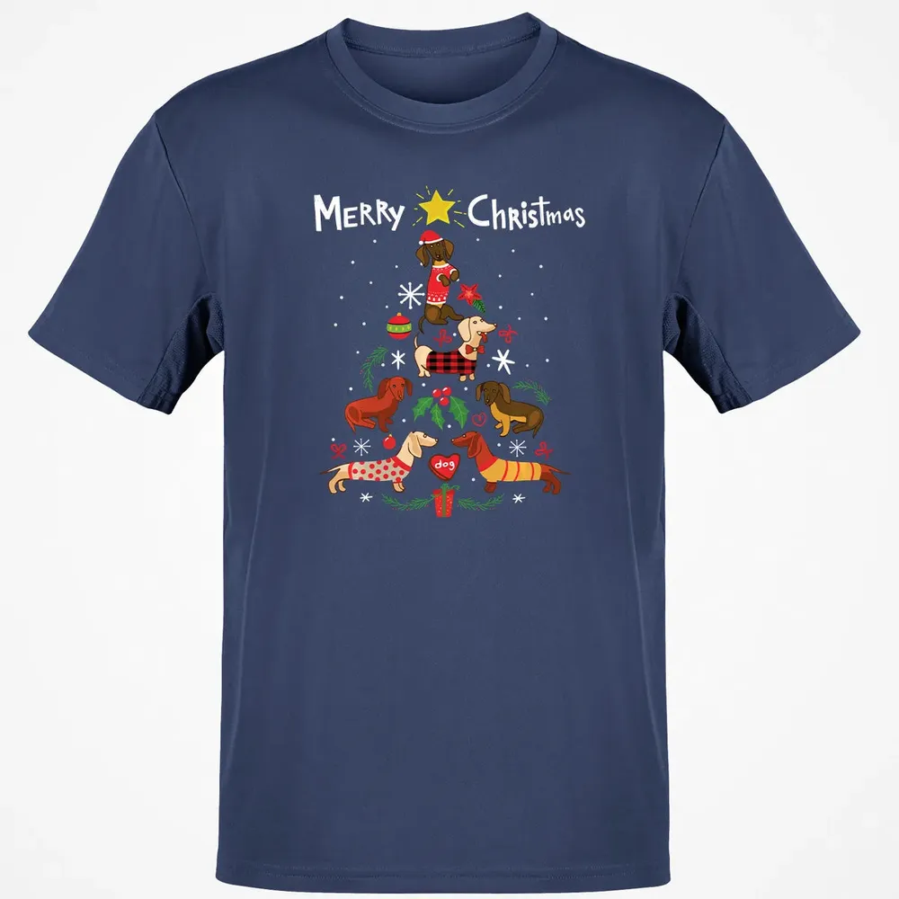 Funny Dachshund Christmas Tree Sweat Ornament Gift Classic Unisex T-Shirt - 8