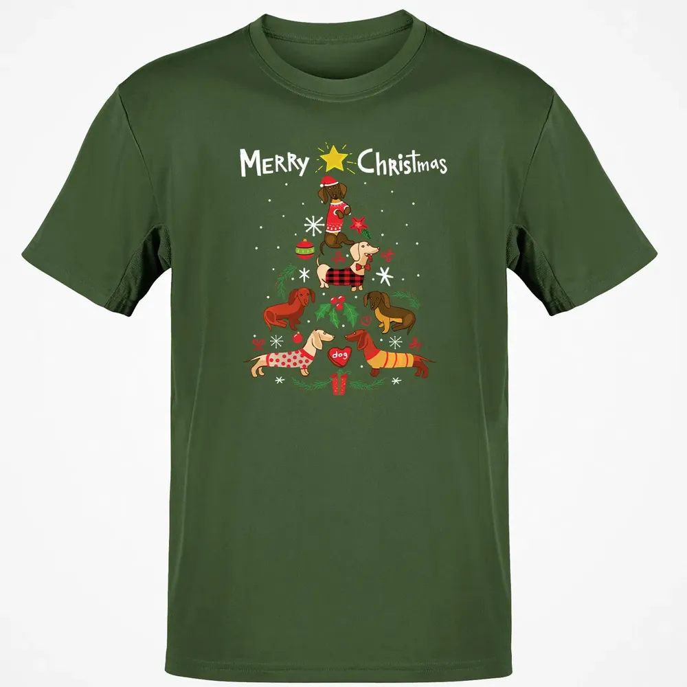 Funny Dachshund Christmas Tree Sweat Ornament Gift Classic Unisex T-Shirt - 7