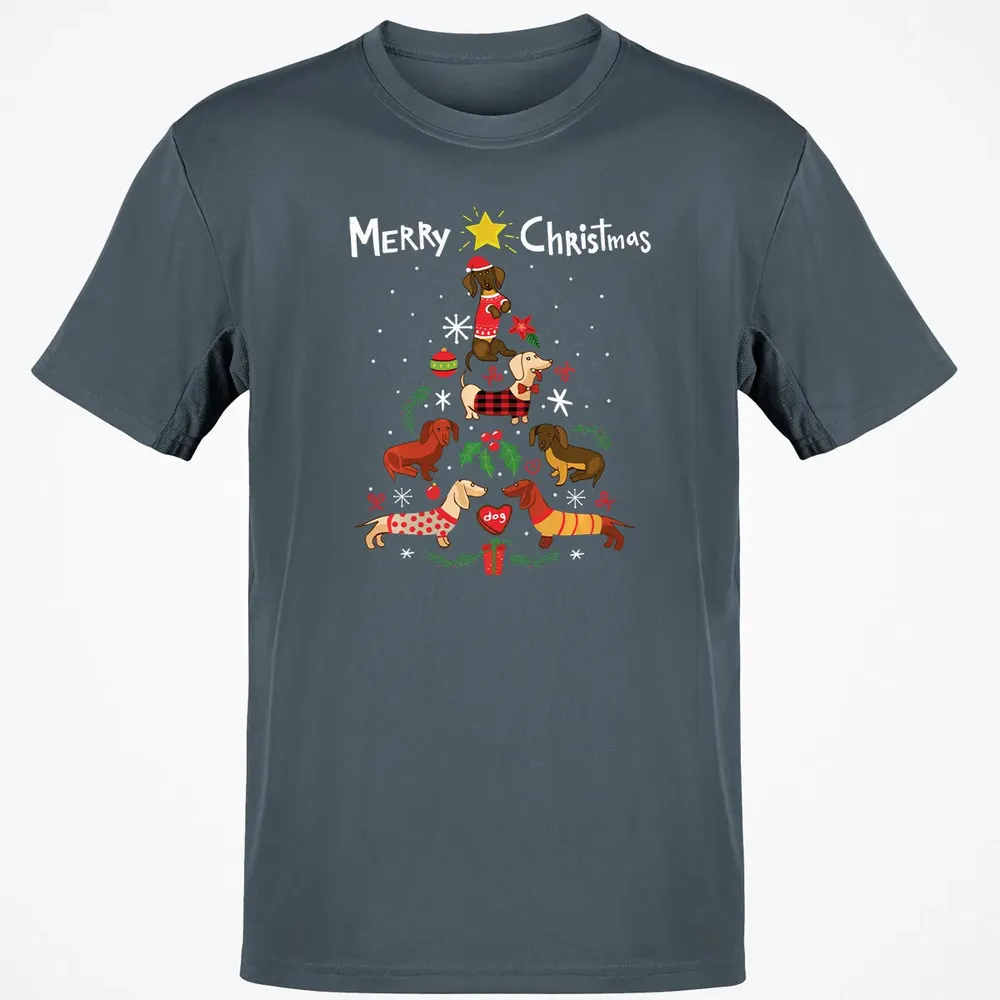 Funny Dachshund Christmas Tree Sweat Ornament Gift Classic Unisex T-Shirt - 4