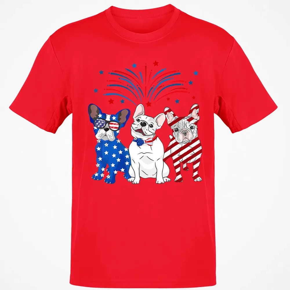American Flag USA 4th of July French Bulldogs Classic Unisex T-Shirt - 11