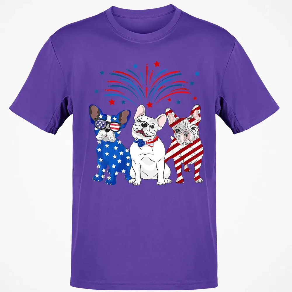 American Flag USA 4th of July French Bulldogs Classic Unisex T-Shirt - 10