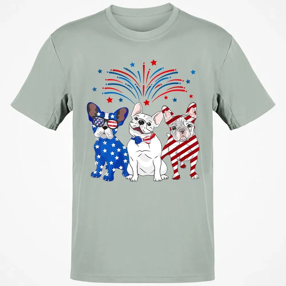 American Flag USA 4th of July French Bulldogs Classic Unisex T-Shirt - 3