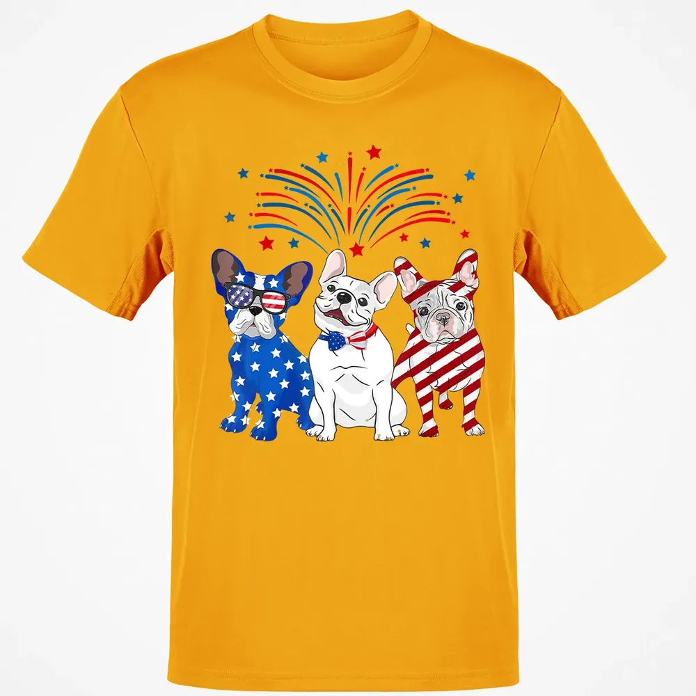 American Flag USA 4th of July French Bulldogs Classic Unisex T-Shirt - 5