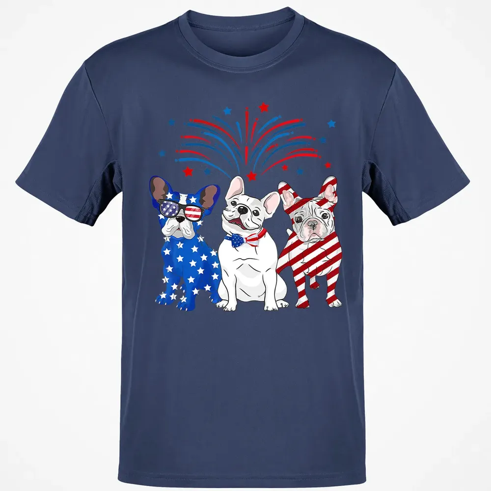 American Flag USA 4th of July French Bulldogs Classic Unisex T-Shirt - 8