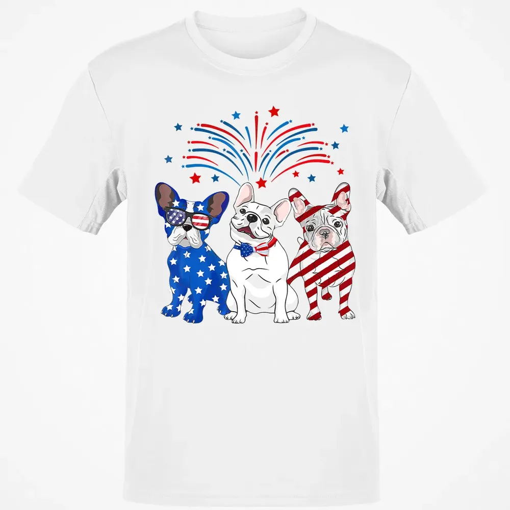 American Flag USA 4th of July French Bulldogs Classic Unisex T-Shirt - 13