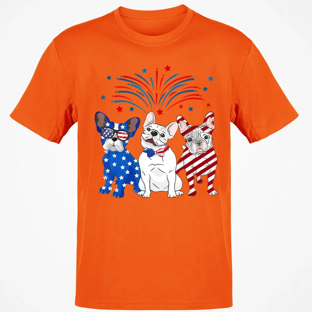 American Flag USA 4th of July French Bulldogs Classic Unisex T-Shirt - 9