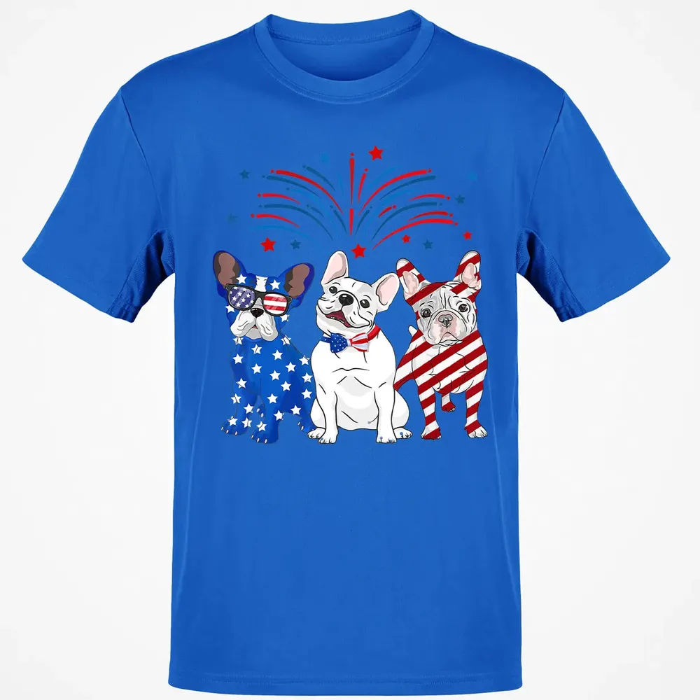 American Flag USA 4th of July French Bulldogs Classic Unisex T-Shirt - 12