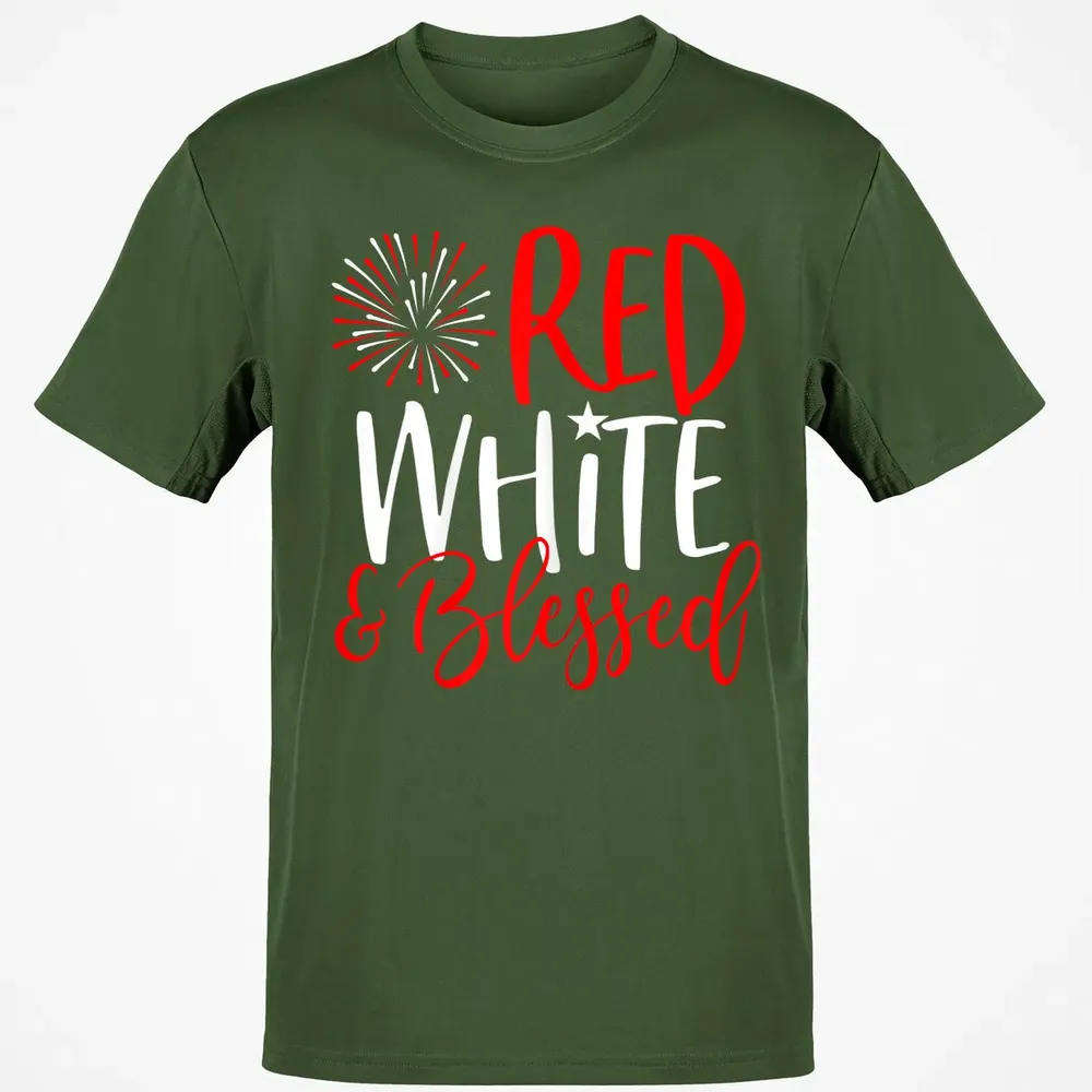Red White &amp; Blessed  4th of July Cute Patriotic America Classic Unisex T-Shirt - 7