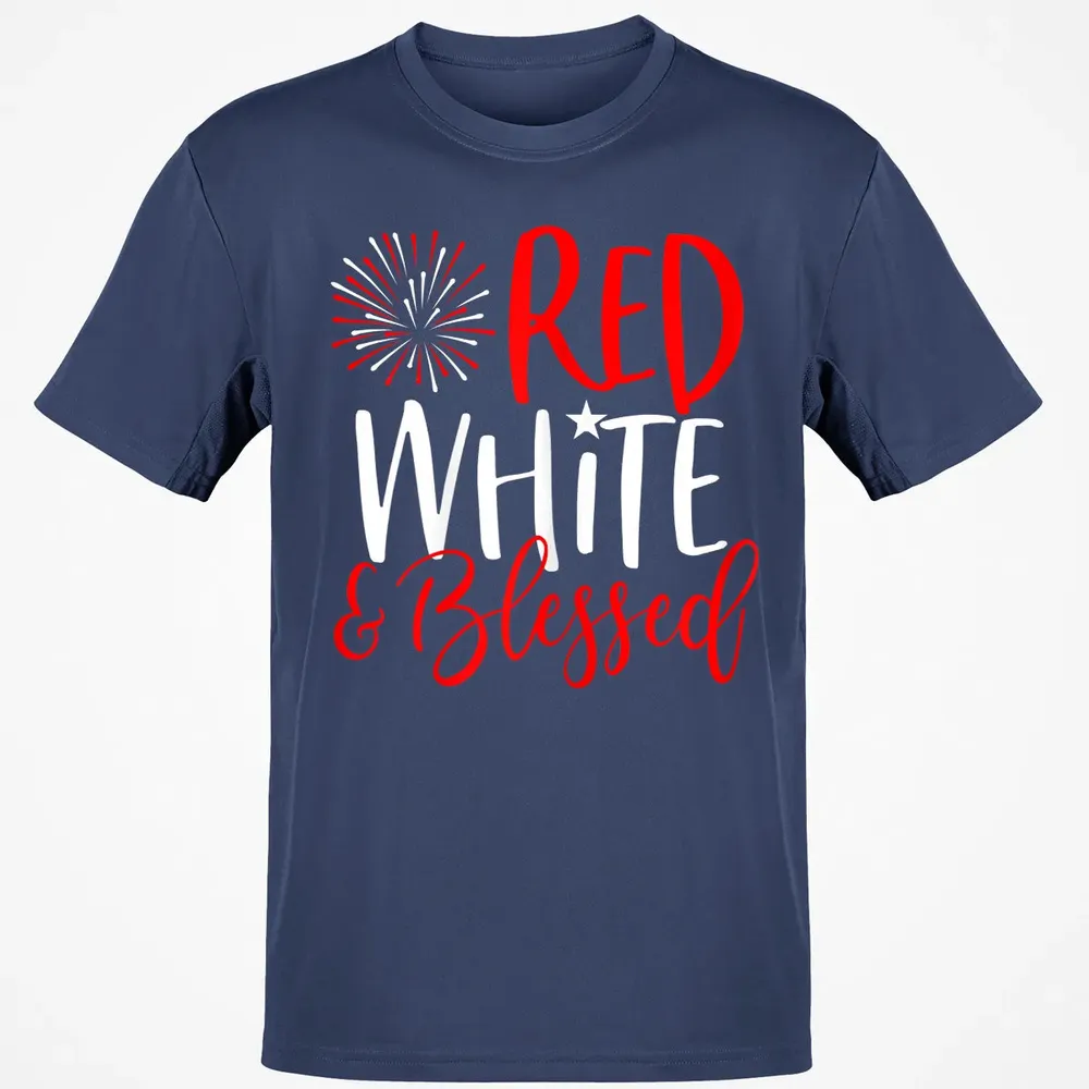 Red White &amp; Blessed  4th of July Cute Patriotic America Classic Unisex T-Shirt - 8