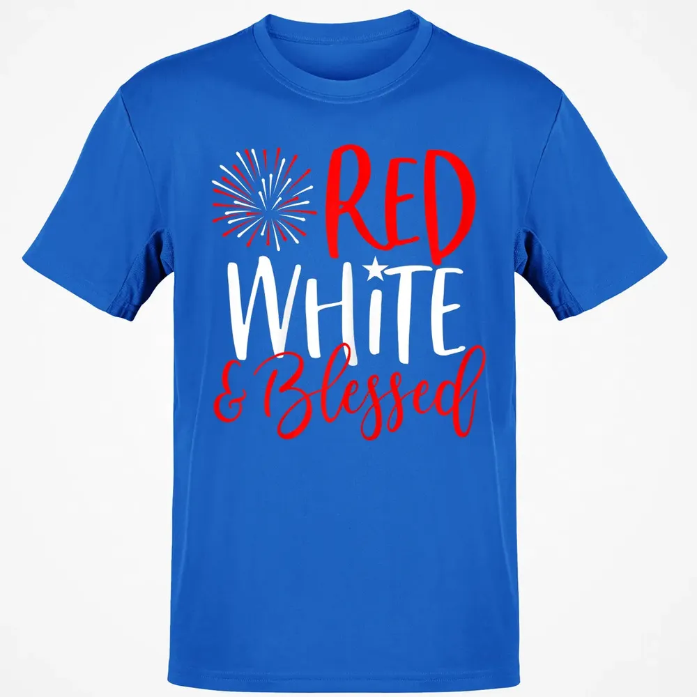 Red White &amp; Blessed  4th of July Cute Patriotic America Classic Unisex T-Shirt - 12