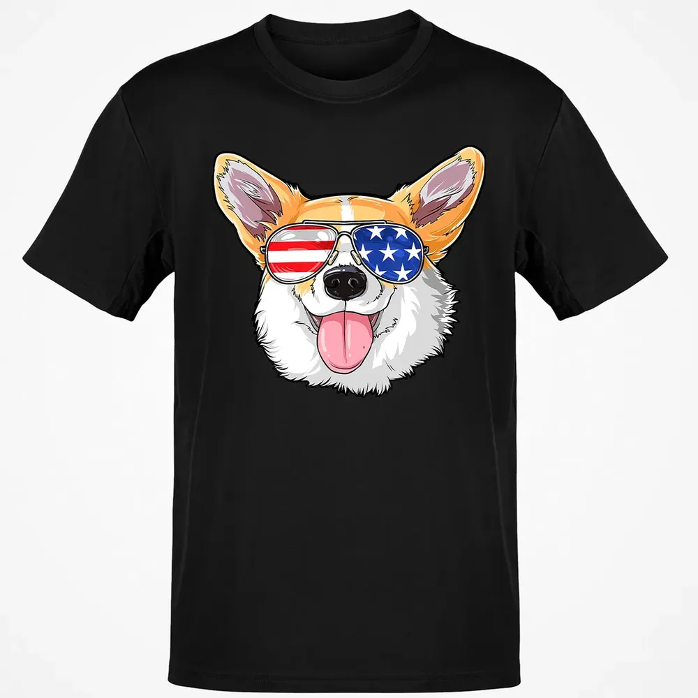 Corgi American Sunglasses  4th of July Dog Puppy USA Classic Unisex T-Shirt - 2