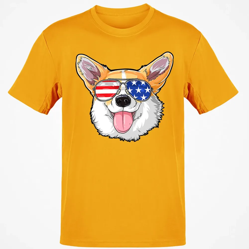 Corgi American Sunglasses  4th of July Dog Puppy USA Classic Unisex T-Shirt - 5