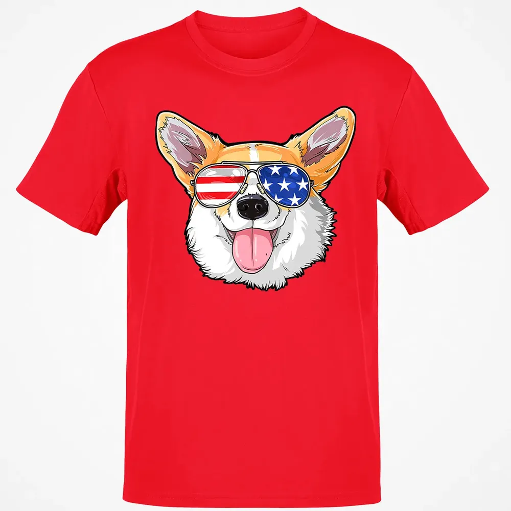 Corgi American Sunglasses  4th of July Dog Puppy USA Classic Unisex T-Shirt - 11