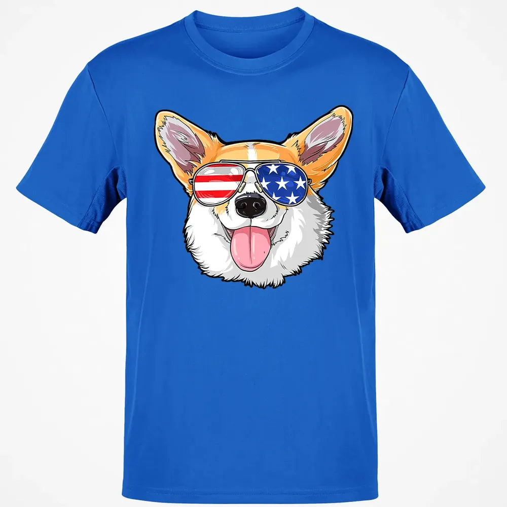 Corgi American Sunglasses  4th of July Dog Puppy USA Classic Unisex T-Shirt - 12