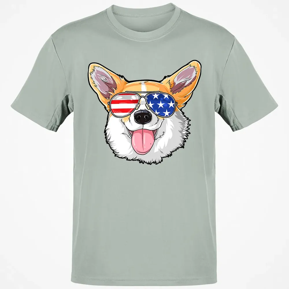 Corgi American Sunglasses  4th of July Dog Puppy USA Classic Unisex T-Shirt - 3