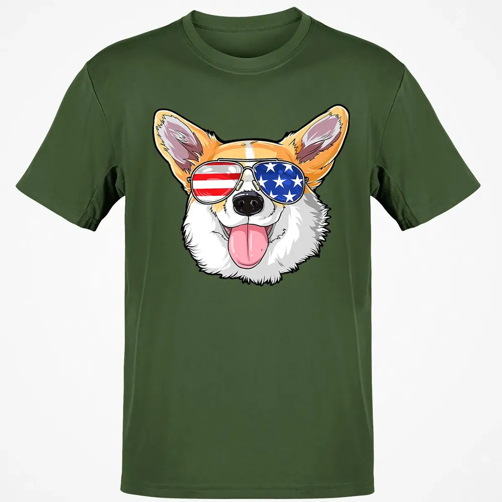 Corgi American Sunglasses  4th of July Dog Puppy USA Classic Unisex T-Shirt - 7