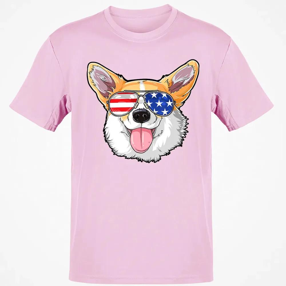 Corgi American Sunglasses  4th of July Dog Puppy USA Classic Unisex T-Shirt - 6