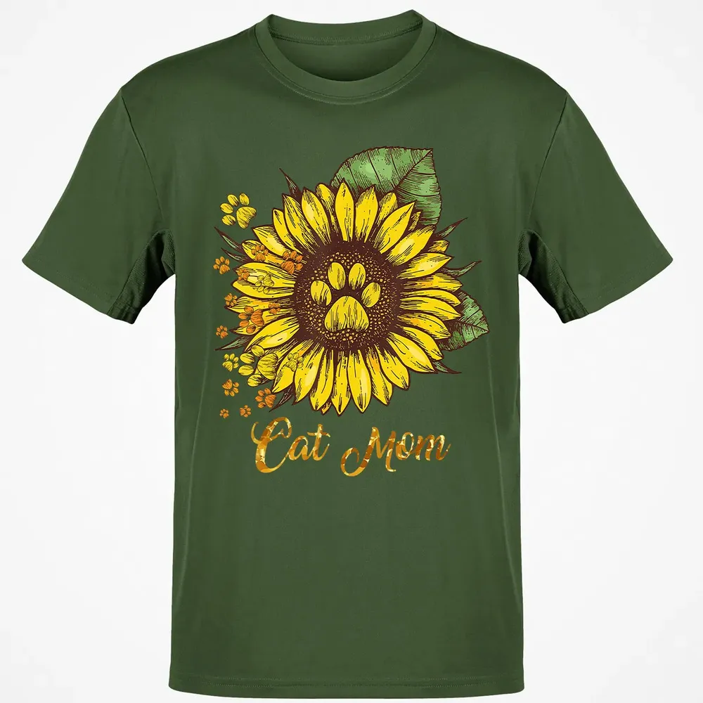 Sunflower Cat men woman  Cat Mom Classic Unisex T-Shirt - 7