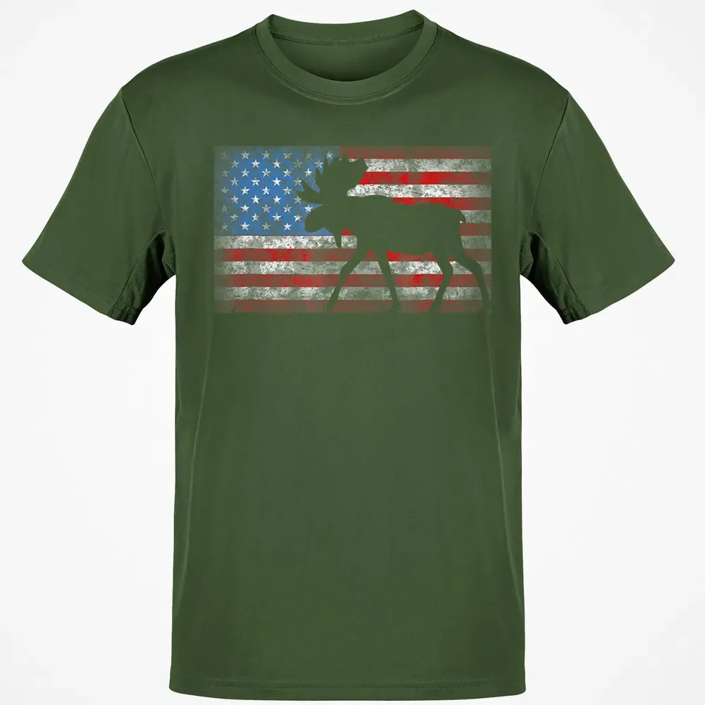 American Flag Moose  4th of July Animal Gift Classic Unisex T-Shirt - 7