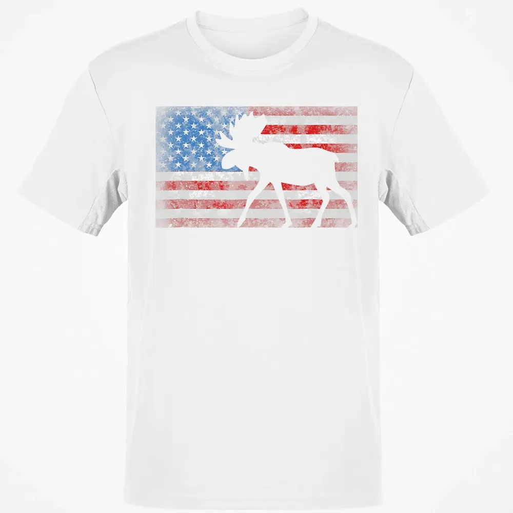 American Flag Moose  4th of July Animal Gift Classic Unisex T-Shirt - 13