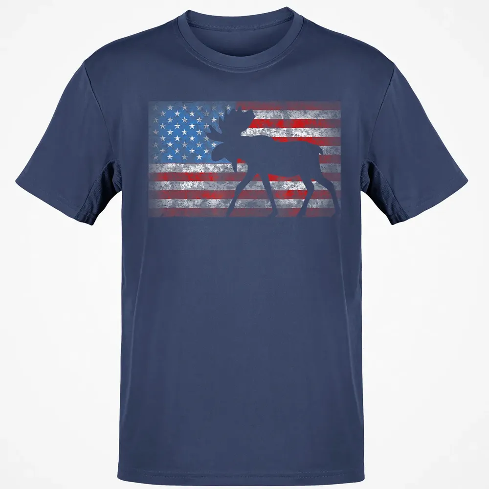 American Flag Moose  4th of July Animal Gift Classic Unisex T-Shirt - 8