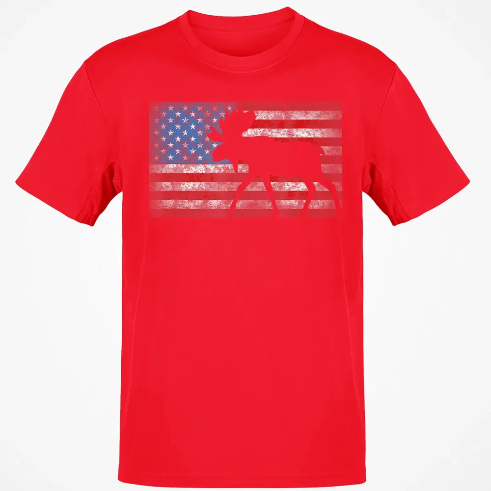 American Flag Moose  4th of July Animal Gift Classic Unisex T-Shirt - 11