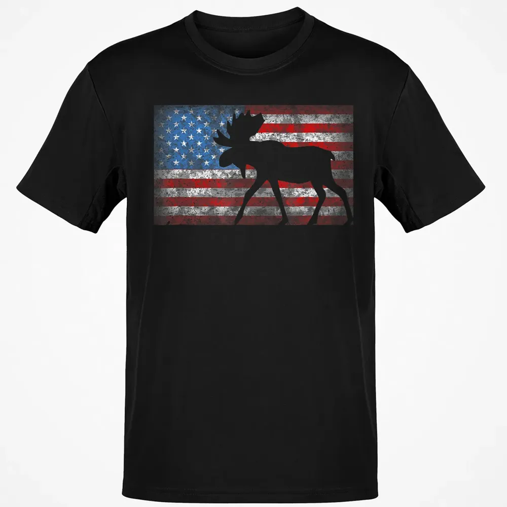 American Flag Moose  4th of July Animal Gift Classic Unisex T-Shirt - 2