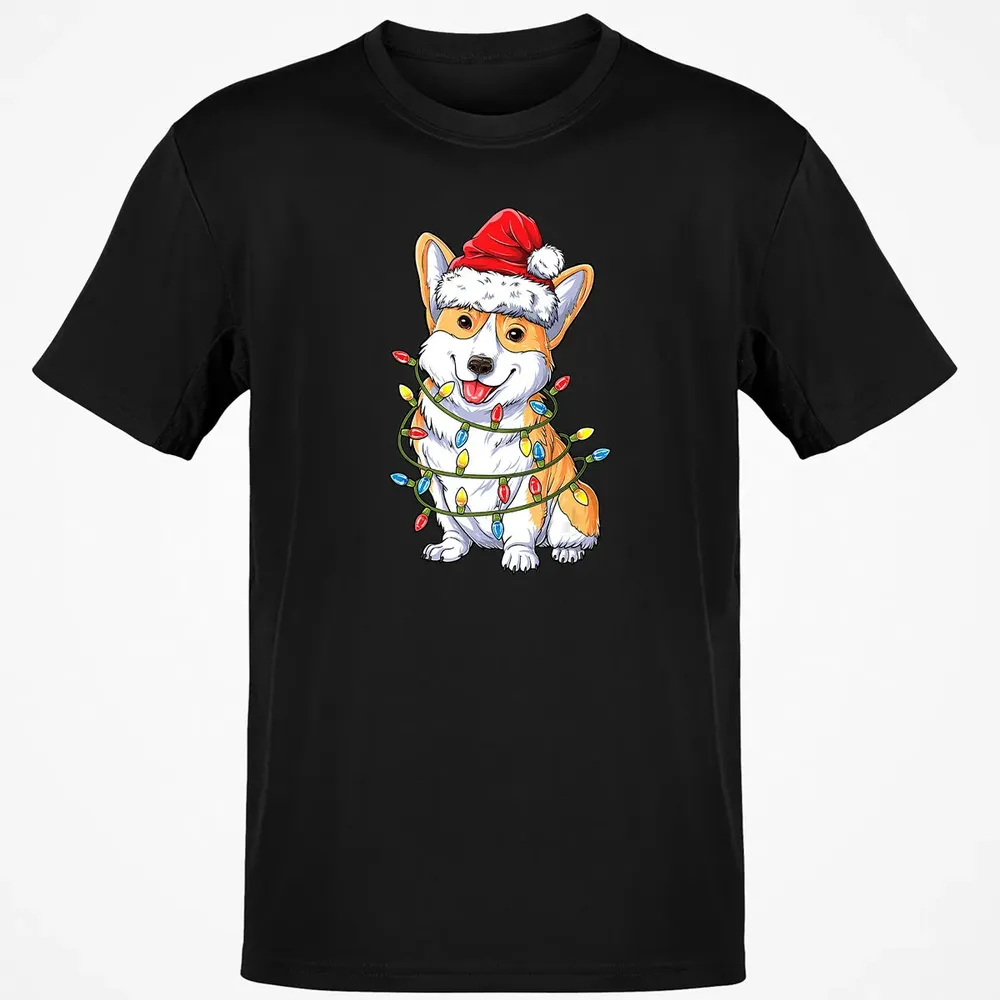 Corgi Christmas  Santa Boys Kids Xmas Lights Corgmas Classic Unisex T-Shirt - 2