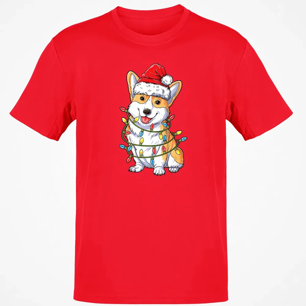 Corgi Christmas  Santa Boys Kids Xmas Lights Corgmas Classic Unisex T-Shirt - 11