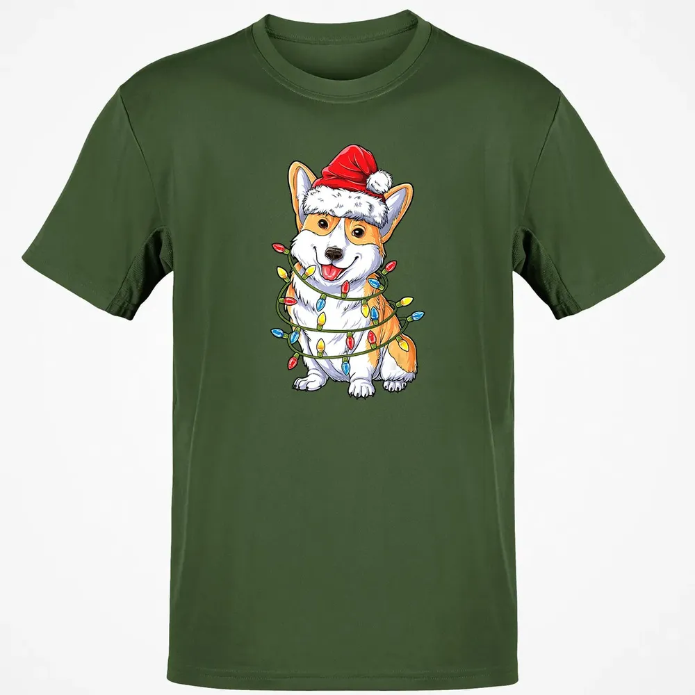 Corgi Christmas  Santa Boys Kids Xmas Lights Corgmas Classic Unisex T-Shirt - 7