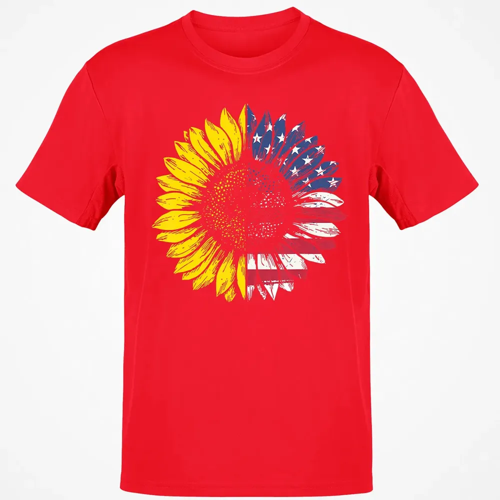 Sunflower American Flag Patriotic 4th Of July T Classic Unisex T-Shirt - 11