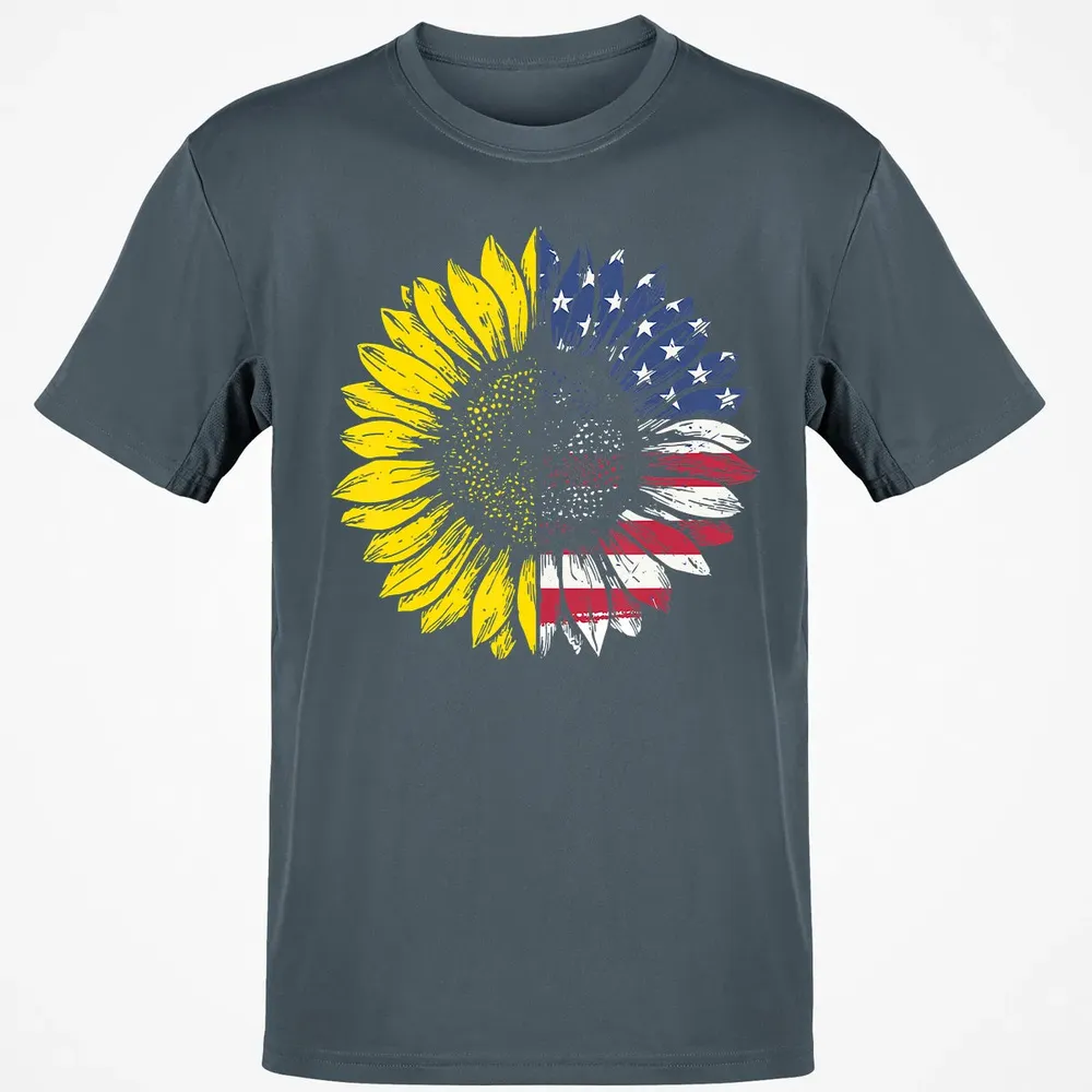 Sunflower American Flag Patriotic 4th Of July T Classic Unisex T-Shirt - 4