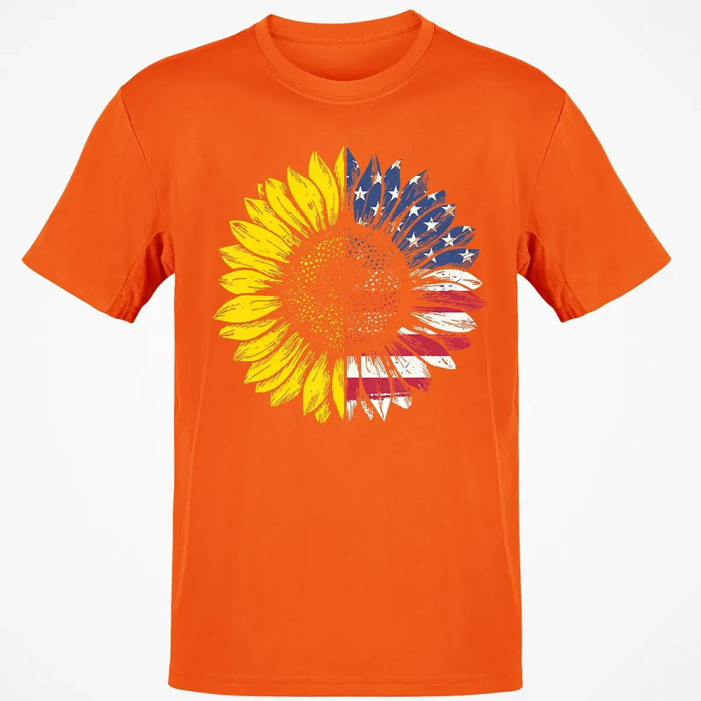 Sunflower American Flag Patriotic 4th Of July T Classic Unisex T-Shirt - 9