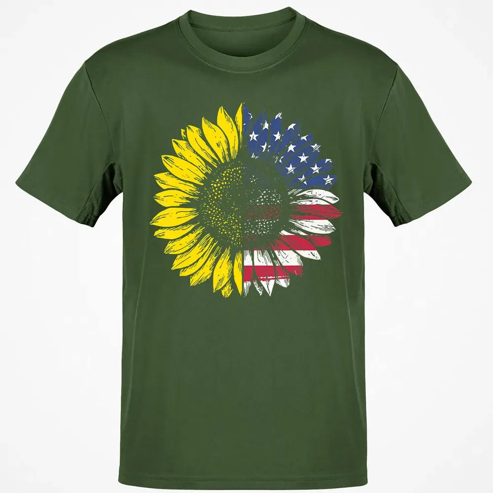 Sunflower American Flag Patriotic 4th Of July T Classic Unisex T-Shirt - 7