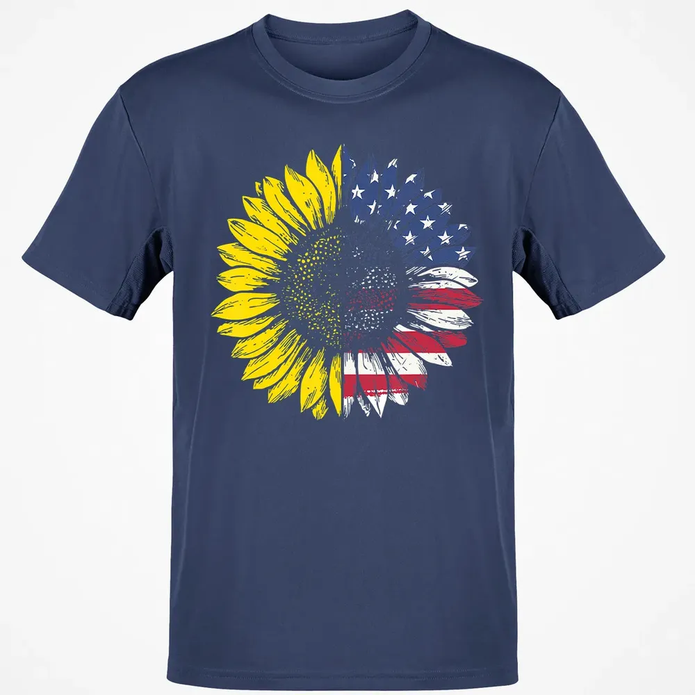 Sunflower American Flag Patriotic 4th Of July T Classic Unisex T-Shirt - 8