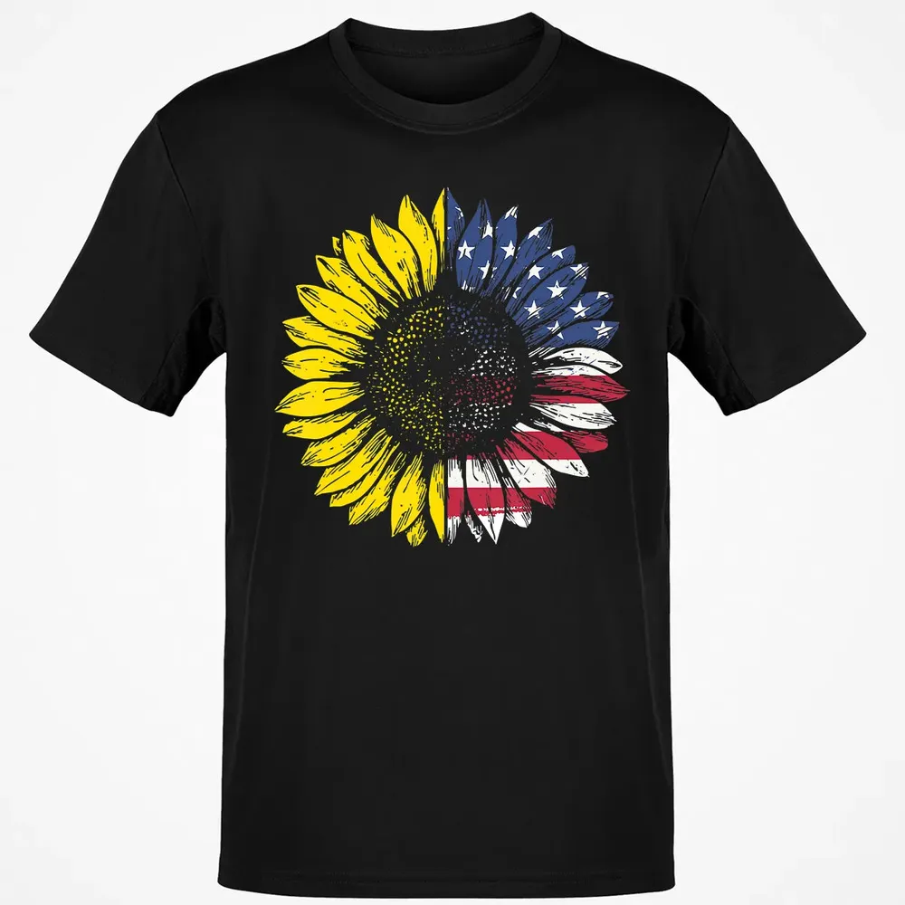 Sunflower American Flag Patriotic 4th Of July T Classic Unisex T-Shirt - 2