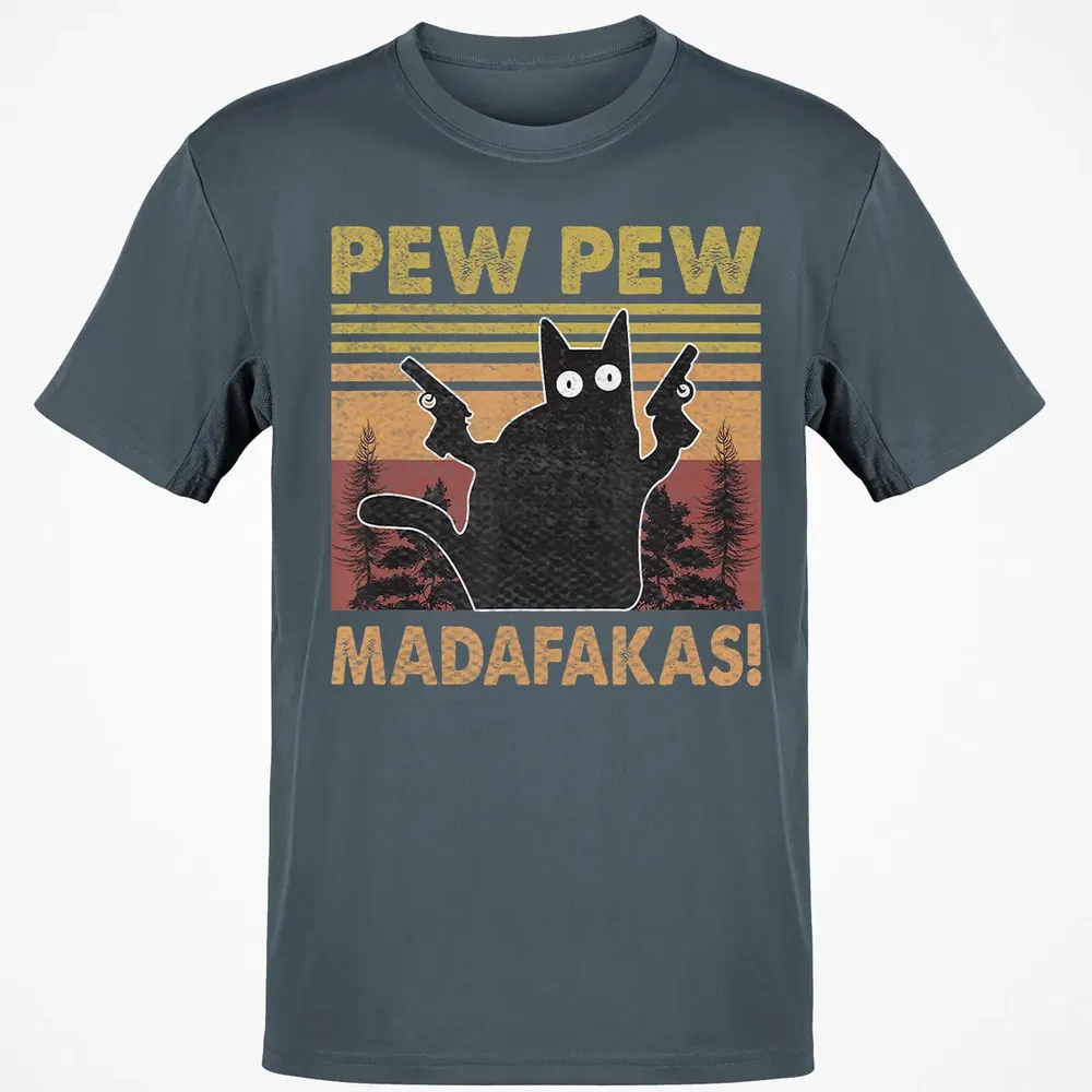 Cat Vintage PewPewPew Madafakas Cat Crazy Pew Vintage Funny Classic Unisex T-Shirt - 4