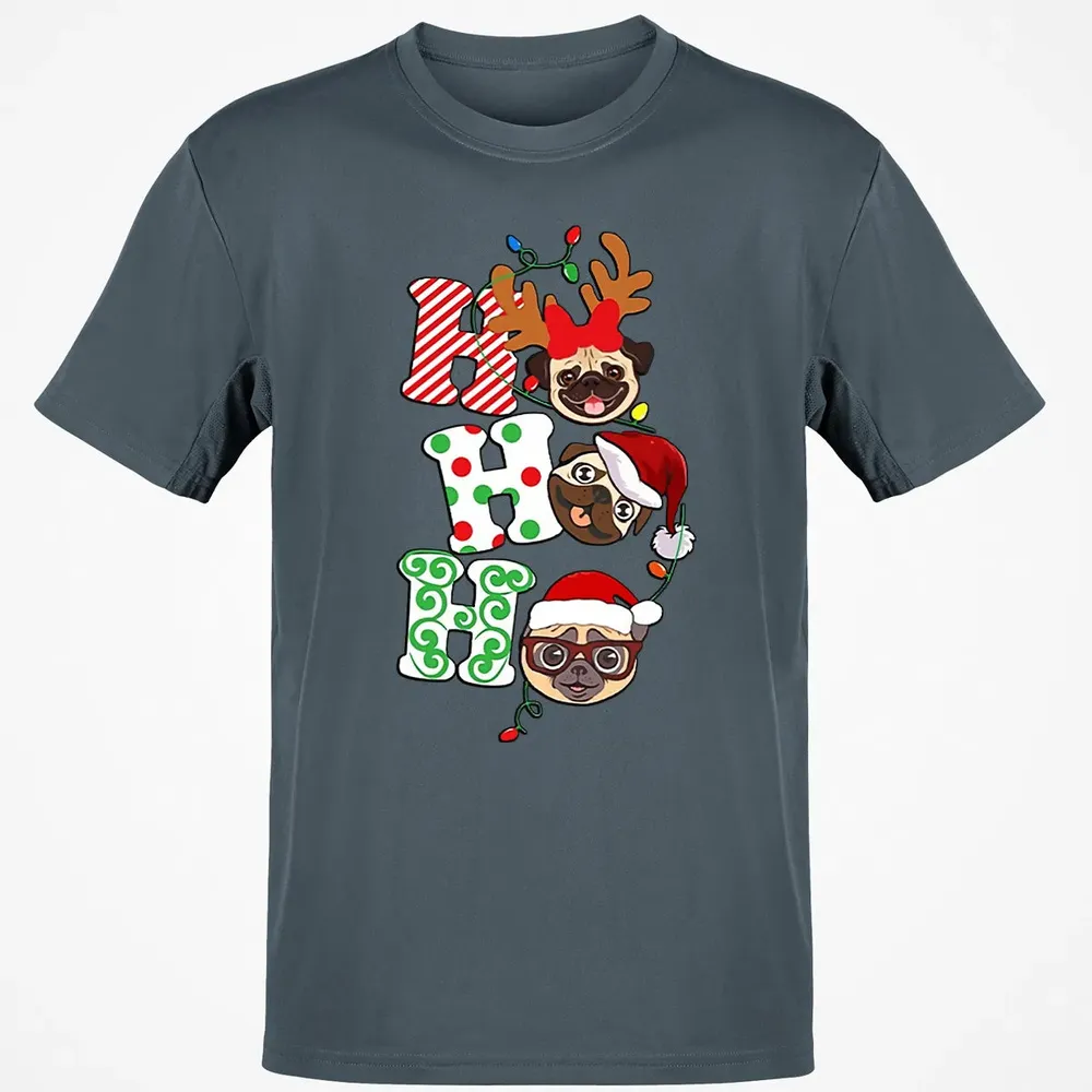 Ho Ho Ho Pug Classic Unisex T-Shirt - 4