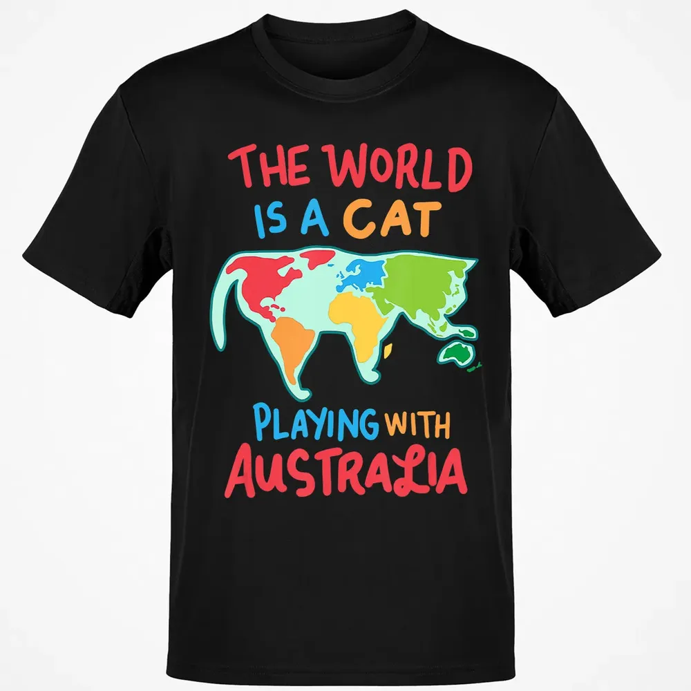 The World Is A Cat Playing With Australia Classic Unisex T-Shirt - 2