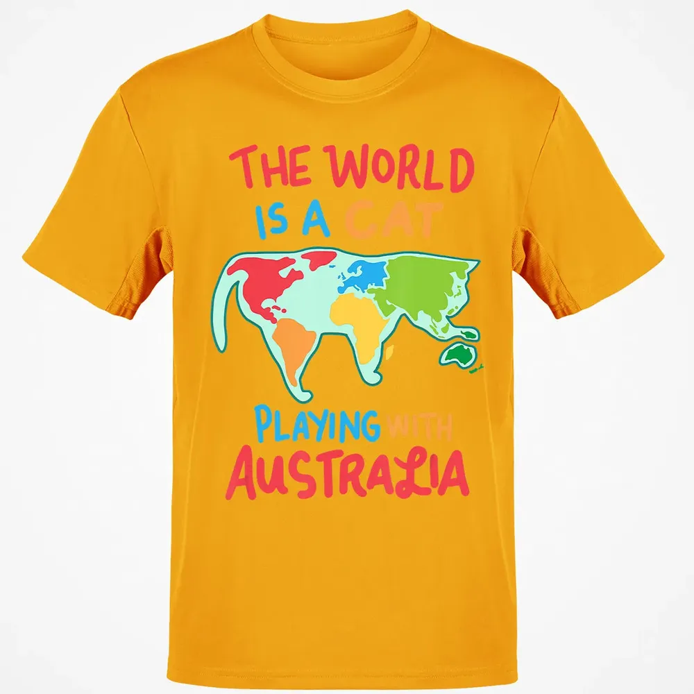 The World Is A Cat Playing With Australia Classic Unisex T-Shirt - 5