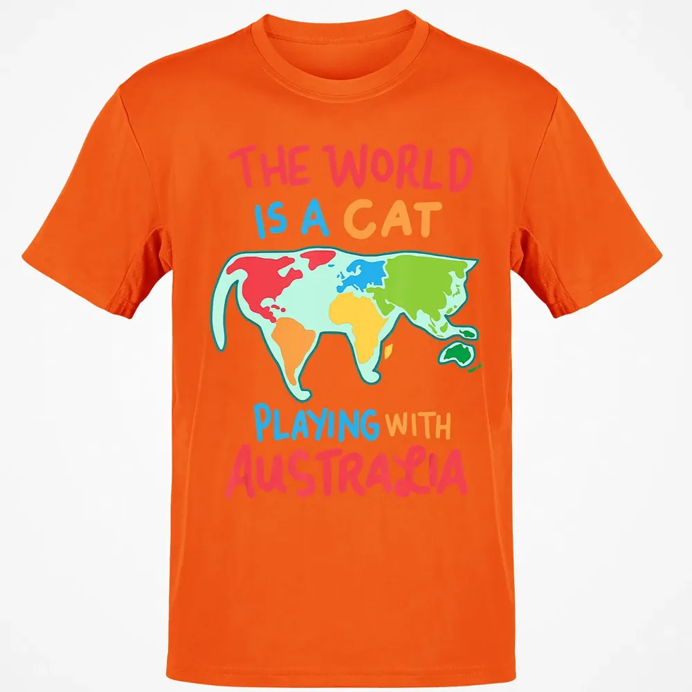 The World Is A Cat Playing With Australia Classic Unisex T-Shirt - 9