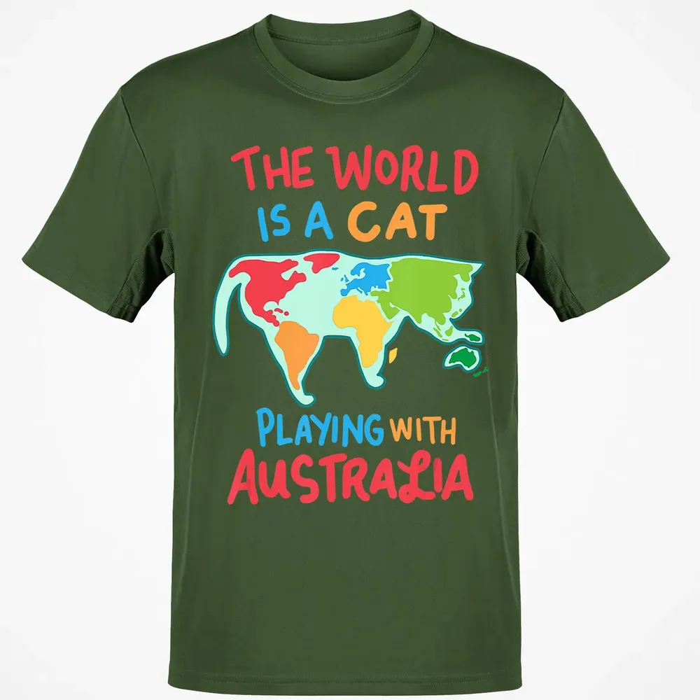 The World Is A Cat Playing With Australia Classic Unisex T-Shirt - 7