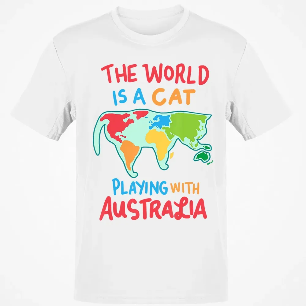 The World Is A Cat Playing With Australia Classic Unisex T-Shirt - 13