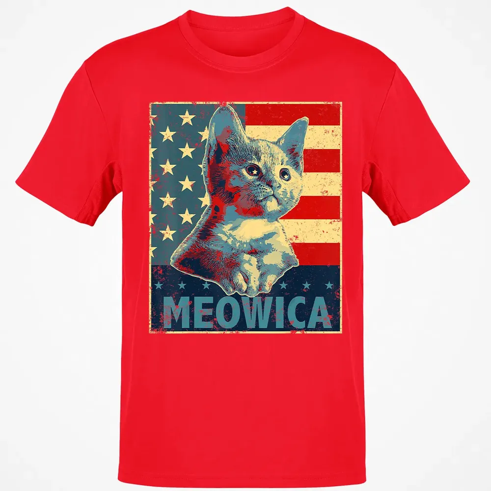 Meowica Cat 4th of July Patriotic American Flag Gift Women Classic Unisex T-Shirt - 11