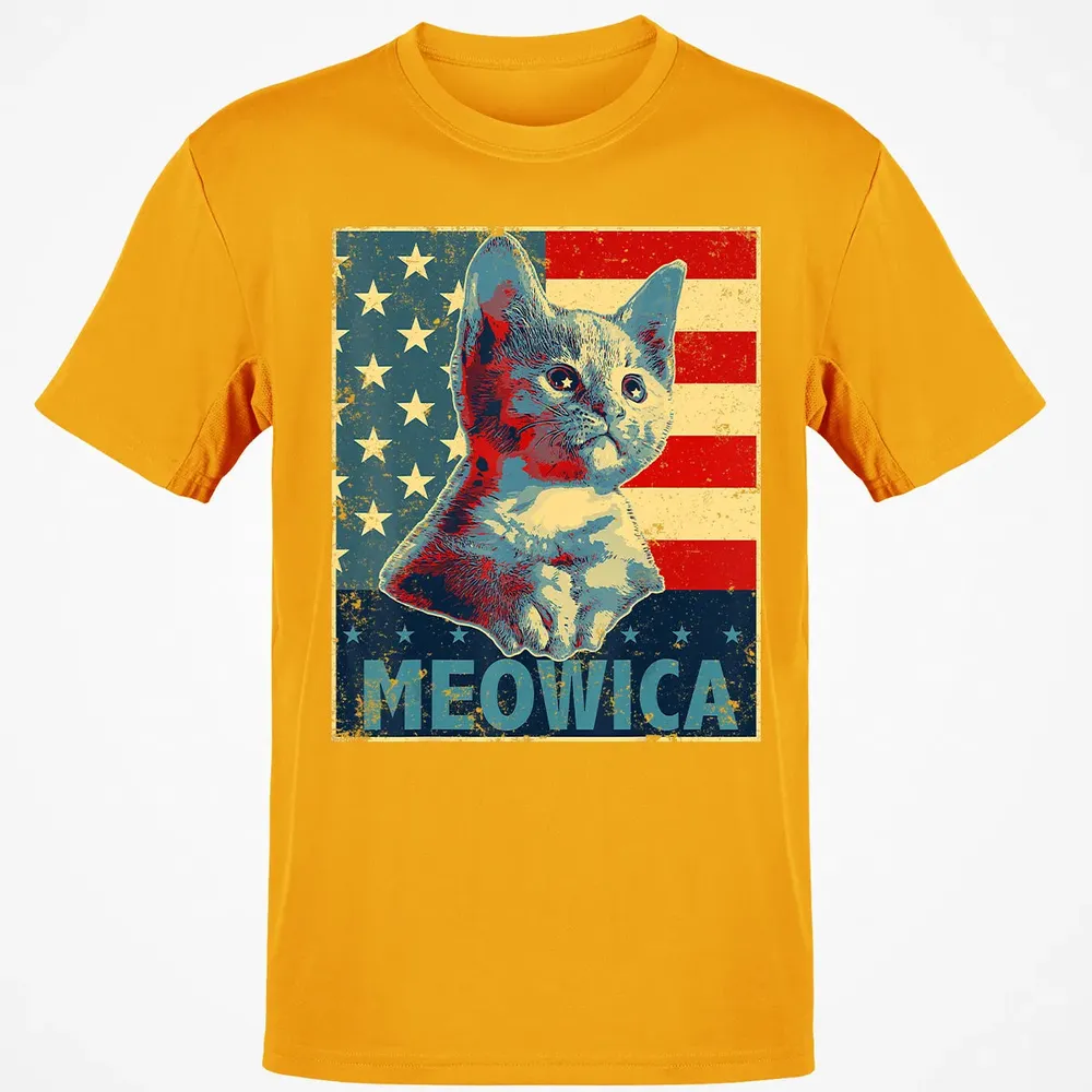 Meowica Cat 4th of July Patriotic American Flag Gift Women Classic Unisex T-Shirt - 5