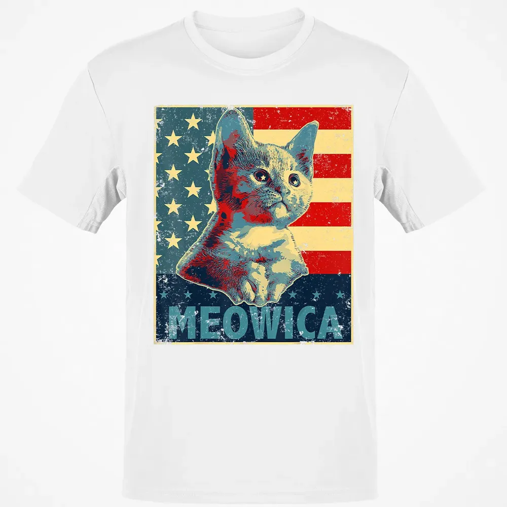 Meowica Cat 4th of July Patriotic American Flag Gift Women Classic Unisex T-Shirt - 13