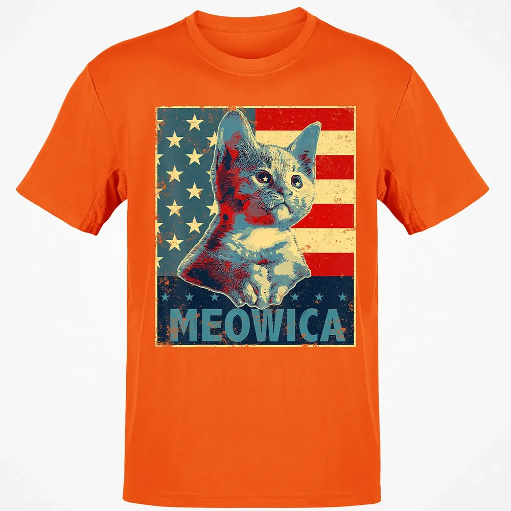 Meowica Cat 4th of July Patriotic American Flag Gift Women Classic Unisex T-Shirt - 9