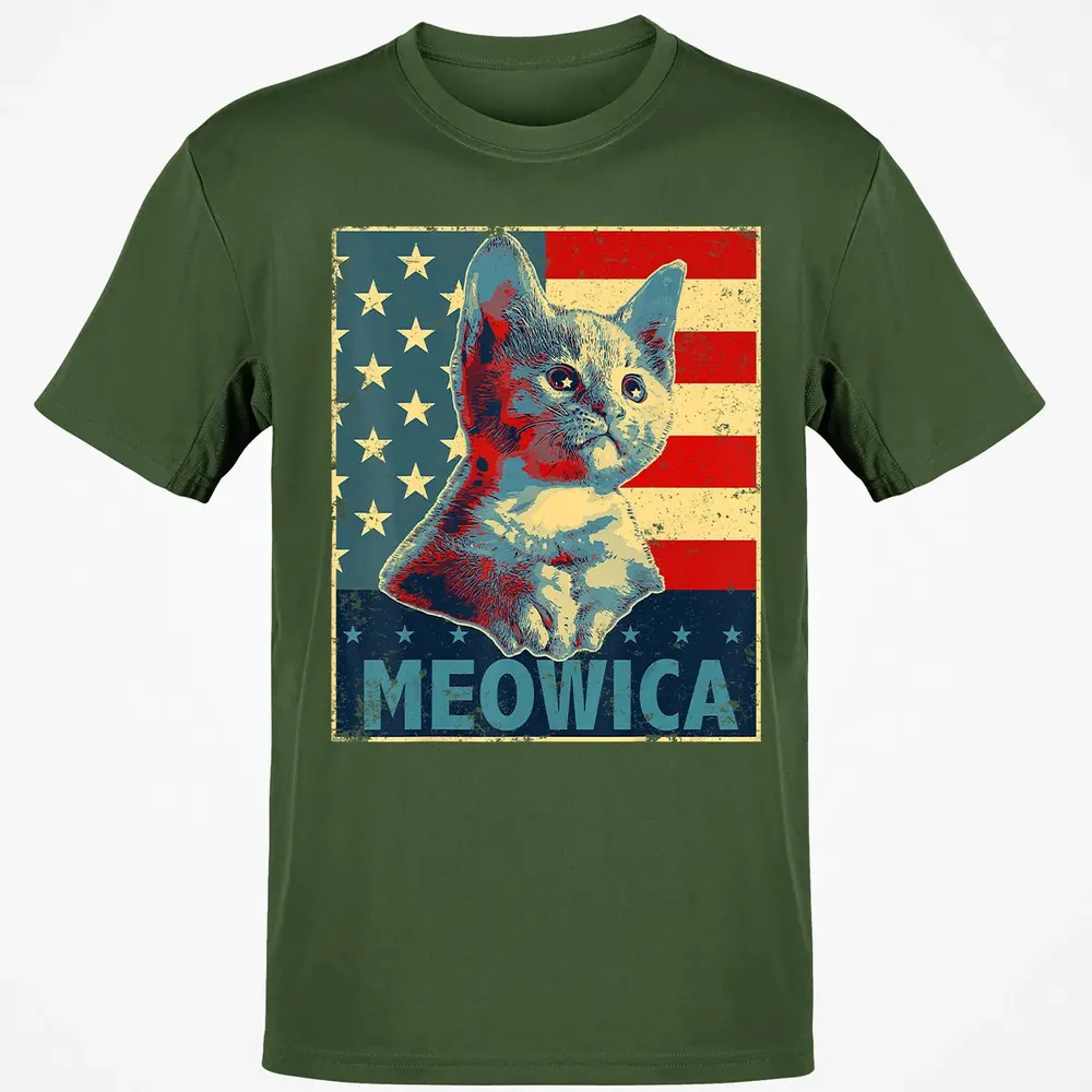 Meowica Cat 4th of July Patriotic American Flag Gift Women Classic Unisex T-Shirt - 7