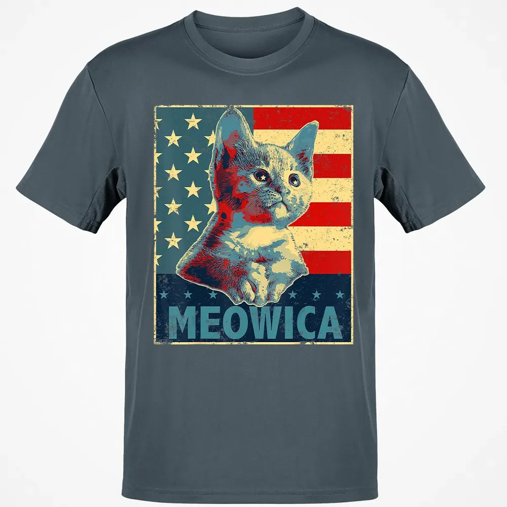 Meowica Cat 4th of July Patriotic American Flag Gift Women Classic Unisex T-Shirt - 4
